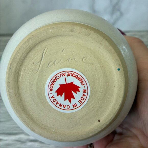 Ceramic Pottery Hand Made Vase With Light Purple Flowers - Picture 5 of 8